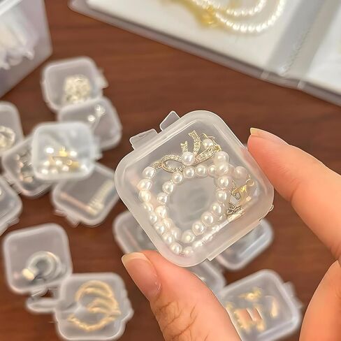 10Pcs Mini Clear Plastic Jewelry Box, Small Storage Containers with Lids Clear Cases Earring Organizers for Crafts Beads Pills Ear Studs Necklaces Rings (3.5x3.5cm) in Saudi Arabia