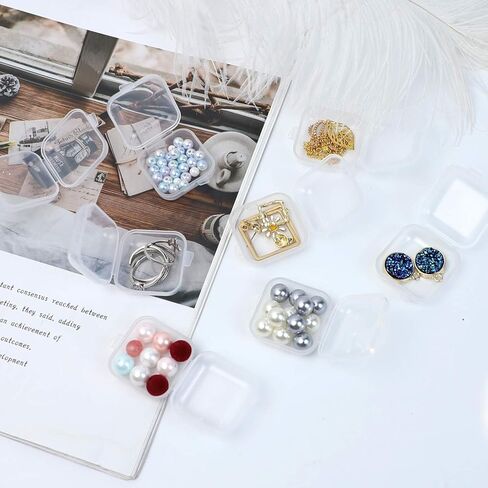 10Pcs Mini Clear Plastic Jewelry Box, Small Storage Containers with Lids Clear Cases Earring Organizers for Crafts Beads Pills Ear Studs Necklaces Rings (3.5x3.5cm) in Saudi Arabia