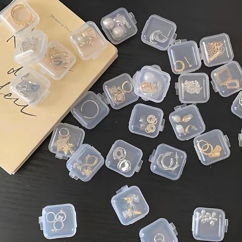 10Pcs Mini Clear Plastic Jewelry Box, Small Storage Containers with Lids Clear Cases Earring Organizers for Crafts Beads Pills Ear Studs Necklaces Rings (3.5x3.5cm) in Saudi Arabia