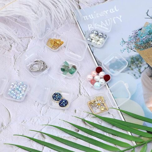 10Pcs Mini Clear Plastic Jewelry Box, Small Storage Containers with Lids Clear Cases Earring Organizers for Crafts Beads Pills Ear Studs Necklaces Rings (3.5x3.5cm) in Saudi Arabia