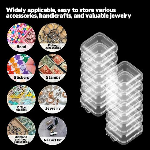 10Pcs Mini Clear Plastic Jewelry Box, Small Storage Containers with Lids Clear Cases Earring Organizers for Crafts Beads Pills Ear Studs Necklaces Rings (3.5x3.5cm) in Saudi Arabia