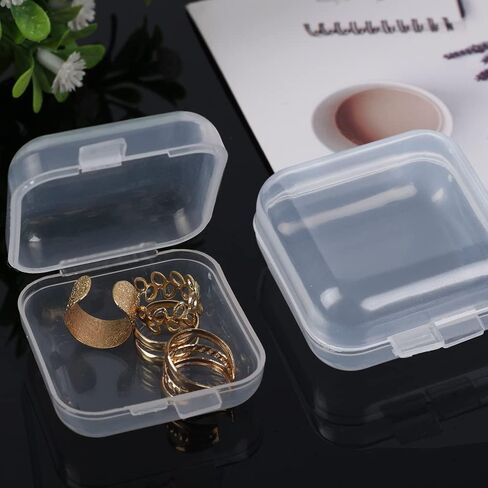 10Pcs Mini Clear Plastic Jewelry Box, Small Storage Containers with Lids Clear Cases Earring Organizers for Crafts Beads Pills Ear Studs Necklaces Rings (3.5x3.5cm) in Saudi Arabia