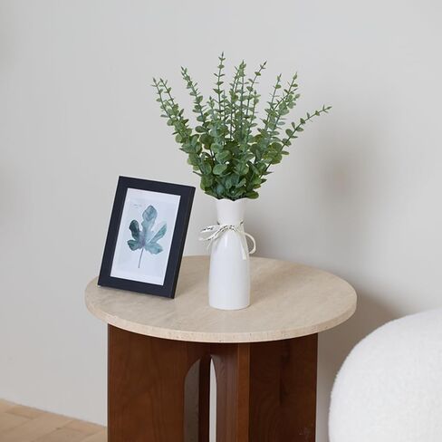Faux Plants Indoor - Artificial Eucalyptus Stems in White Vase, Small Fake Greenery for Farmhouse Home Decor, Bathroom, Office, Classroom & Kitchen (Sage Green) in Saudi Arabia