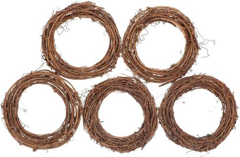 DOITOOL 5 Pieces 6 Inch Natural Grapevine Wreaths Vine Branch Christmas Rattan Wreath Garland Decoration for Christmas Decorations, Front Door Wall Hanging, Wedding Supplies in Kuwait