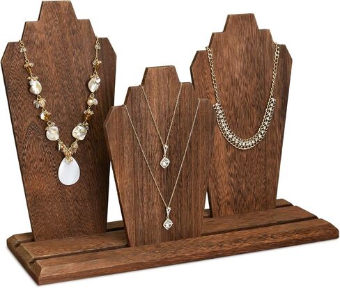 MOOCA Wooden Freestanding Necklace Easel Display Stand - Adjustable Slope Jewelry Showcase Holder for 6 Necklaces, Brown Color in Saudi Arabia