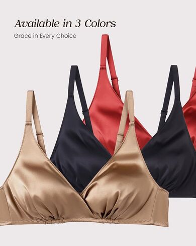 Real Mulberry Silk Bralette, Wireless Push-Up 19 Momme Silk Satin Bra with Adjustable Straps in Saudi Arabia