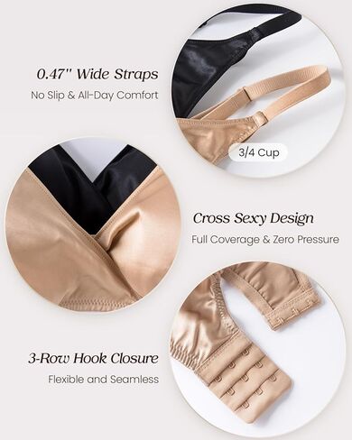 Real Mulberry Silk Bralette, Wireless Push-Up 19 Momme Silk Satin Bra with Adjustable Straps in Saudi Arabia