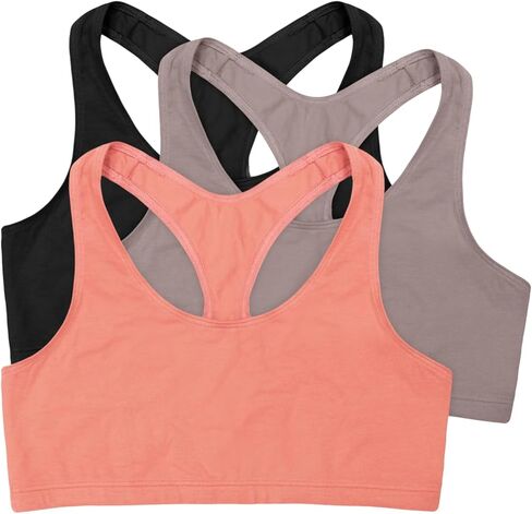 مجموعة حمالة صدر Racerback للسيدات من Hanes، حمالات صدر رياضية منخفضة التأثير، صلبة أو متنوعة، 3 عبوات in Saudi Arabia
