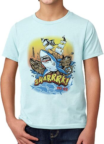 Del Sol Color Changing Youth Boys Premium Crew Tee - Sharrrk!, Ice Blue, Size YS in Saudi Arabia