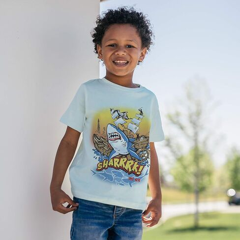 Del Sol Color Changing Youth Boys Premium Crew Tee - Sharrrk!, Ice Blue, Size YS in Saudi Arabia