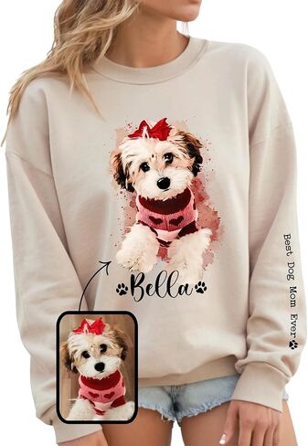 LAVAPE Custom Shirt With Pet Picture, Dog Mom Shirts For Women, Best Dog Mom Sweatshirt Women, Mother's Day Hoodie in Saudi Arabia