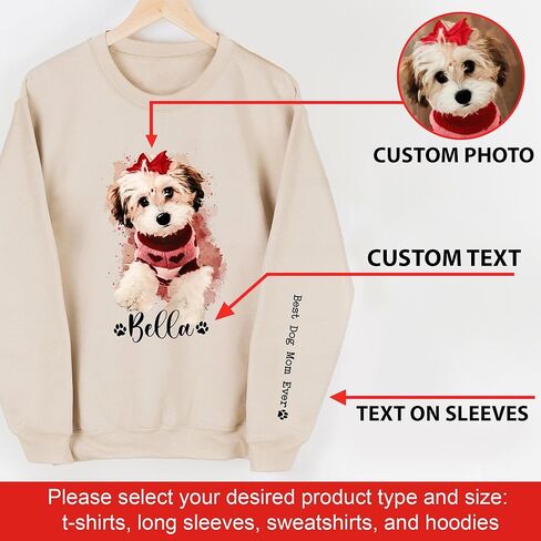LAVAPE Custom Shirt With Pet Picture, Dog Mom Shirts For Women, Best Dog Mom Sweatshirt Women, Mother's Day Hoodie in Saudi Arabia