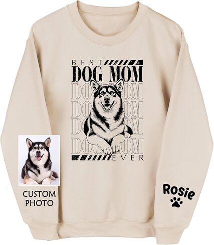 LAVAPE Custom Shirt With Pet Picture, Dog Mom Shirts For Women, Best Dog Mom Sweatshirt Women, Mother's Day Hoodie in Saudi Arabia