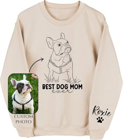 LAVAPE Custom Shirt With Pet Picture, Dog Mom Shirts For Women, Best Dog Mom Sweatshirt Women, Mother's Day Hoodie in Saudi Arabia