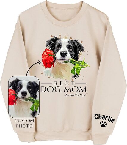 LAVAPE Custom Shirt With Pet Picture, Dog Mom Shirts For Women, Best Dog Mom Sweatshirt Women, Mother's Day Hoodie in Saudi Arabia