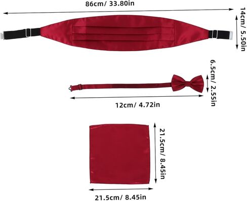 PACKOVE بدلة رسمية للرجال ربطة القوس فيونكة سهرة Cravat مجموعة الزفاف Cummerbund حامل مربع الجيب in Kuwait