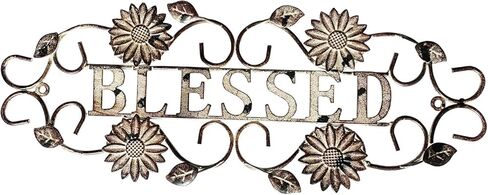 Metal Hanging Blessed Wall Art Sign for Home Decor, Metal Letters Blessed Rustic Sign Indoor Outdoor Wall Decoration 17"L… in Saudi Arabia