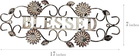 Metal Hanging Blessed Wall Art Sign for Home Decor, Metal Letters Blessed Rustic Sign Indoor Outdoor Wall Decoration 17"L… in Saudi Arabia
