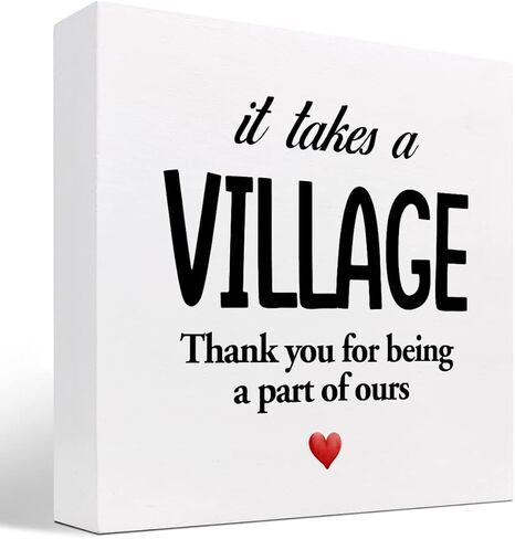 z-crange It Takes A Village شكرًا لك لكونك جزءًا من ديكور مكتبنا، علامة خشبية ذات مغزى ريفي، ديكور مكتبي لديكور طاولة رف المكتب المنزلي in Kuwait