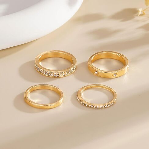 GoldSilver Rings for Women - Stackable Trendy Dainty 18K Plated Stacking Cubic Zirconia Thumb Ringet, Love Friendship Dual Band Promise Wedding Engagement Size 6 7 8 9 10 11 in Saudi Arabia