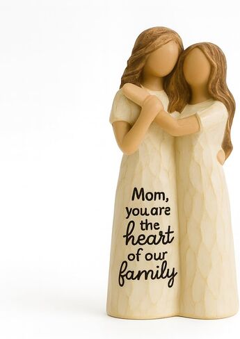 Elegant Mother and Daughter Figurine – 5.7" Tall Resin Sculpture with Hand-in-Hand Pose, Rustic Crackle Finish, Meaningful for Mom Mother’s Day, Birthday (Mom-Dau) in Saudi Arabia