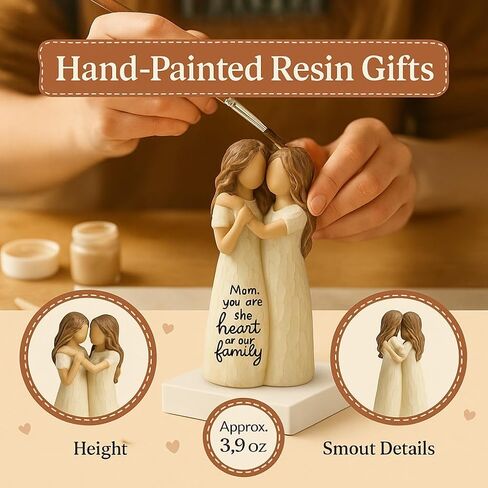Elegant Mother and Daughter Figurine – 5.7" Tall Resin Sculpture with Hand-in-Hand Pose, Rustic Crackle Finish, Meaningful for Mom Mother’s Day, Birthday (Mom-Dau) in Saudi Arabia