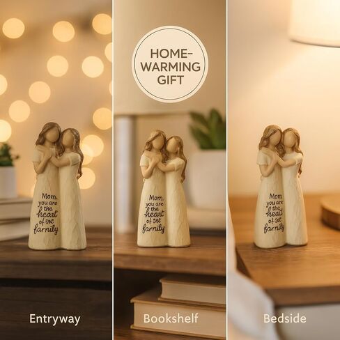 Elegant Mother and Daughter Figurine – 5.7" Tall Resin Sculpture with Hand-in-Hand Pose, Rustic Crackle Finish, Meaningful for Mom Mother’s Day, Birthday (Mom-Dau) in Saudi Arabia