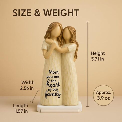 Elegant Mother and Daughter Figurine – 5.7" Tall Resin Sculpture with Hand-in-Hand Pose, Rustic Crackle Finish, Meaningful for Mom Mother’s Day, Birthday (Mom-Dau) in Saudi Arabia