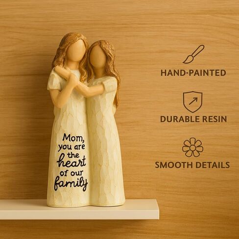 Elegant Mother and Daughter Figurine – 5.7" Tall Resin Sculpture with Hand-in-Hand Pose, Rustic Crackle Finish, Meaningful for Mom Mother’s Day, Birthday (Mom-Dau) in Saudi Arabia