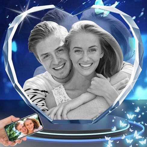 BCSTYPE 3D Crystal Photo, Personalized Valentines Day Gifts for Her, Wife, Women, Mom, Dad, Customized Glass 3D Laser Etched Picture gifts, Heart, S in Kuwait