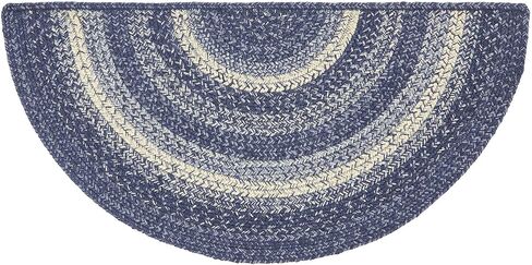 VHC Brands Great Falls Blue Rug, Jute Blend, Half Circle, Blue White, 16.5x33 inches in Saudi Arabia
