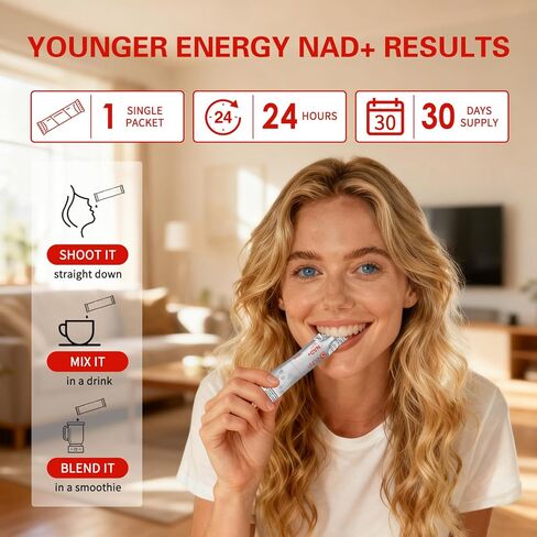 NAD Liquid Supplement 1500mg, Nicotinamide Riboside & Resveratrol with PQQ, NAD Supplement for Women & Men, Boosts Cellular Energy, Anti-Aging, Immune, Focus, 30 Packets in Saudi Arabia