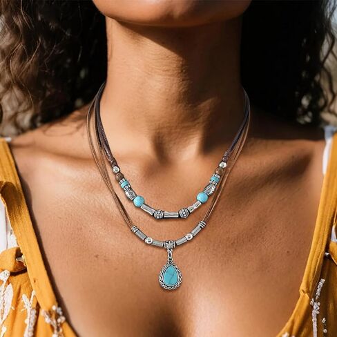 JAVARNV Boho Necklaces for Women Western Necklaces Country Concert Cowgirl Accessories Nashville Outfit for Women Choker Necklace Western Dress Jewelry Country Cowgirl Accessories Gifts in Saudi Arabia
