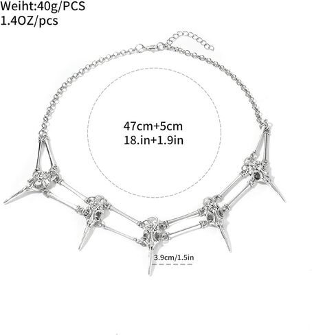 Punk Choker Necklace for Women Men Tassel Black Pearls Beads with Spike Necklace Raven Skull Necklace Gothic Jewelry Gifts in Saudi Arabia