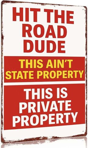 Hit The Road Dude - لافتة معدنية عتيقة من الألومنيوم للملكية الخاصة - ديكور حائط مضحك مقاس 12x8 بوصة للمنزل in Kuwait