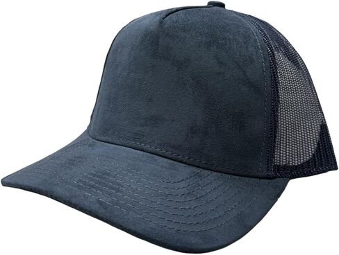 Ashen Fane Faux Suede Polyester Blend 5 Panel Classic Flat or Round Visor Adjustable Snapback Mesh Back Trucker Hat in Saudi Arabia