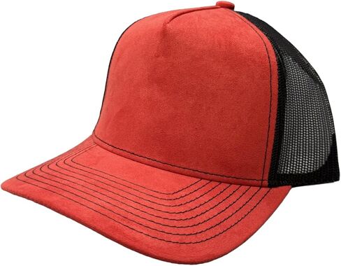 Ashen Fane Faux Suede Polyester Blend 5 Panel Classic Flat or Round Visor Adjustable Snapback Mesh Back Trucker Hat in Saudi Arabia