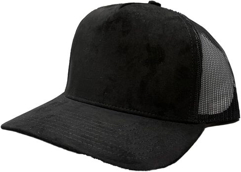 Ashen Fane Faux Suede Polyester Blend 5 Panel Classic Flat or Round Visor Adjustable Snapback Mesh Back Trucker Hat in Saudi Arabia