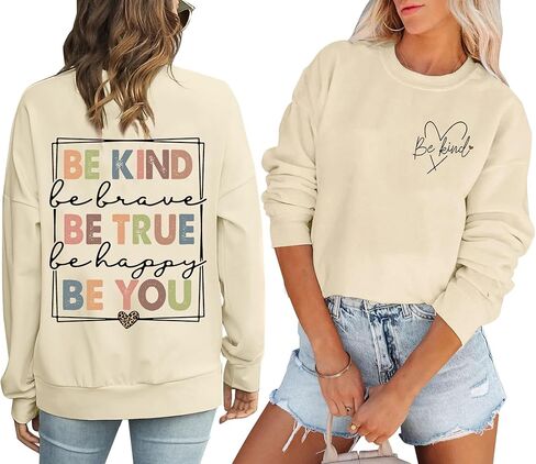 LIWYLU Kindness Is Free Sweatshirt Women Inspirational Sayings Be kind Positive Long Sleeve Shirts Pullover Crewneck Tops in Saudi Arabia
