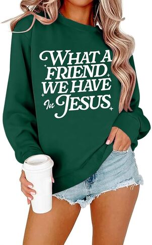 QLIPIN Christian Sweatshirts Women Jesus Sweatshirt: Religious Faith Shirts Bible Verse Inspirational Long Sleeve Top in Kuwait