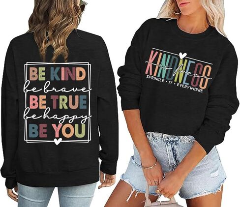 LIWYLU Kindness Is Free Sweatshirt Women Inspirational Sayings Be kind Positive Long Sleeve Shirts Pullover Crewneck Tops in Saudi Arabia