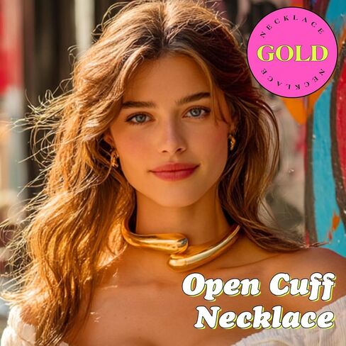 ACEDRE Chunky Gold Cuff Choker Necklace Statement Jewelry for Women in Kuwait