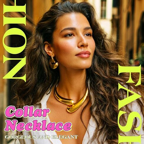 ACEDRE Chunky Gold Cuff Choker Necklace Statement Jewelry for Women in Kuwait