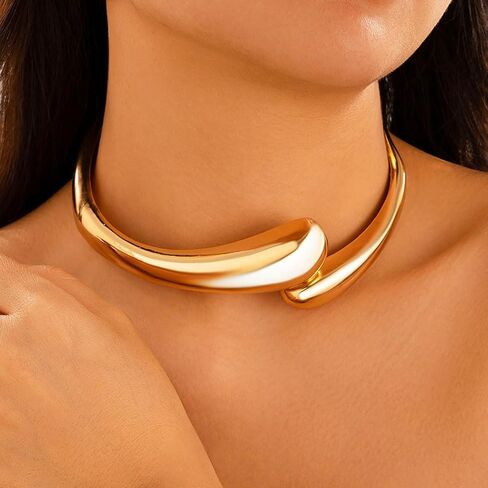 ACEDRE Chunky Gold Cuff Choker Necklace Statement Jewelry for Women in Kuwait