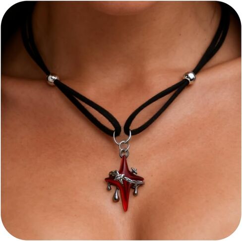 Halloween Gothic Black Brown Layered Choker Necklace for Women, Trendy Goth Leather Y2K Collar Chain Necklaces Vampire Accessories Fashion Jewelry Gift in Saudi Arabia