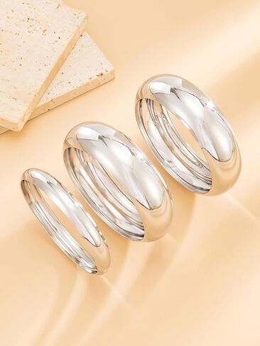 inactwin 3pcs أساور الذهب مكتنزة للنساء كومة العصرية واسعة المعصم بيان الإسورة الفضة الكفة الأساور الأزياء والمجوهرات هدية الملحقات in Kuwait
