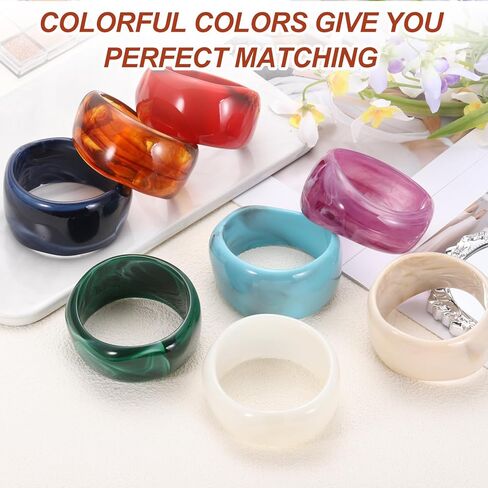 MECCANIXITY Acrylic Chunky Bangle Bracelets for Women, Acrylic Resin Bangle Statement Acetate Cuff Wristband Fashion Jewelry Bracelet in Saudi Arabia
