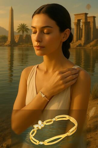 سوار على شكل فراشة من Ora & Eve للنساء - ذهب عيار 18 قيراط مع مينا بيضاء ولمسات كريستال - مقاوم للماء، لا يسبب الحساسية، هدية مجوهرات رائعة in Saudi Arabia