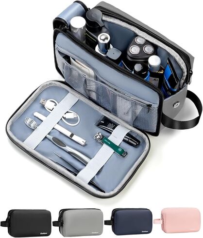 Toiletry Bag for Men, Travel Toiletries Organizer Dopp Kit Waterproof Shaving Bag for Toiletry Accessories, Lightweight Cosmetic Bags with Zippers, Bathroom Essentials (Black) in Saudi Arabia