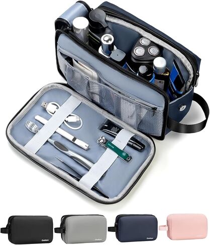 Toiletry Bag for Men, Travel Toiletries Organizer Dopp Kit Waterproof Shaving Bag for Toiletry Accessories, Lightweight Cosmetic Bags with Zippers, Bathroom Essentials (Black) in Kuwait